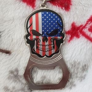 American Flag Skull Bottle Opener Keychain
